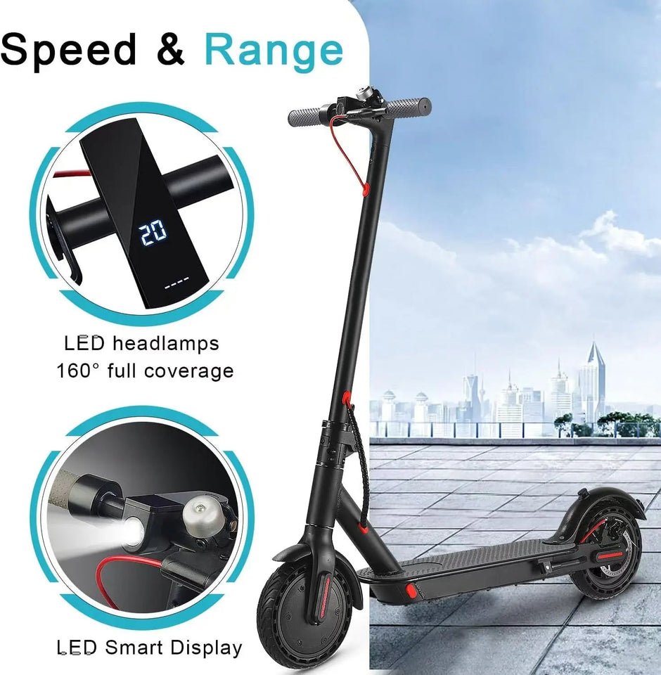 E-Scooter Foldable Waterproof Adult Electric Scooter 8.5Inches Explosion-Proof Tire 36V 350W 10.4Ah Configuration Smart AXSSIBLZ