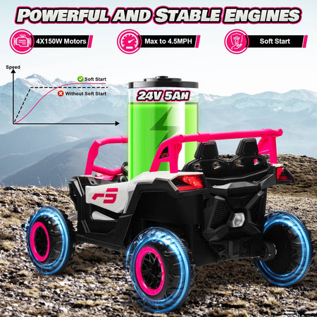 24V Ride On Car for Kids w/Remote Control, JOYRACER Battery Powered Off-Road UTV, 4x150W Motors,4 Shock Absorbers, 4.5 Mph Max S AXSSIBLZ