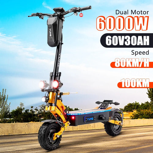 YUME X11+ Electric Scooter 6000W 60V 30Ah Battery Dual Motors 11inch Tires 90KM Max Mileage 150KG Max Speed 95km/h E-Scooter AXSSIBLZ