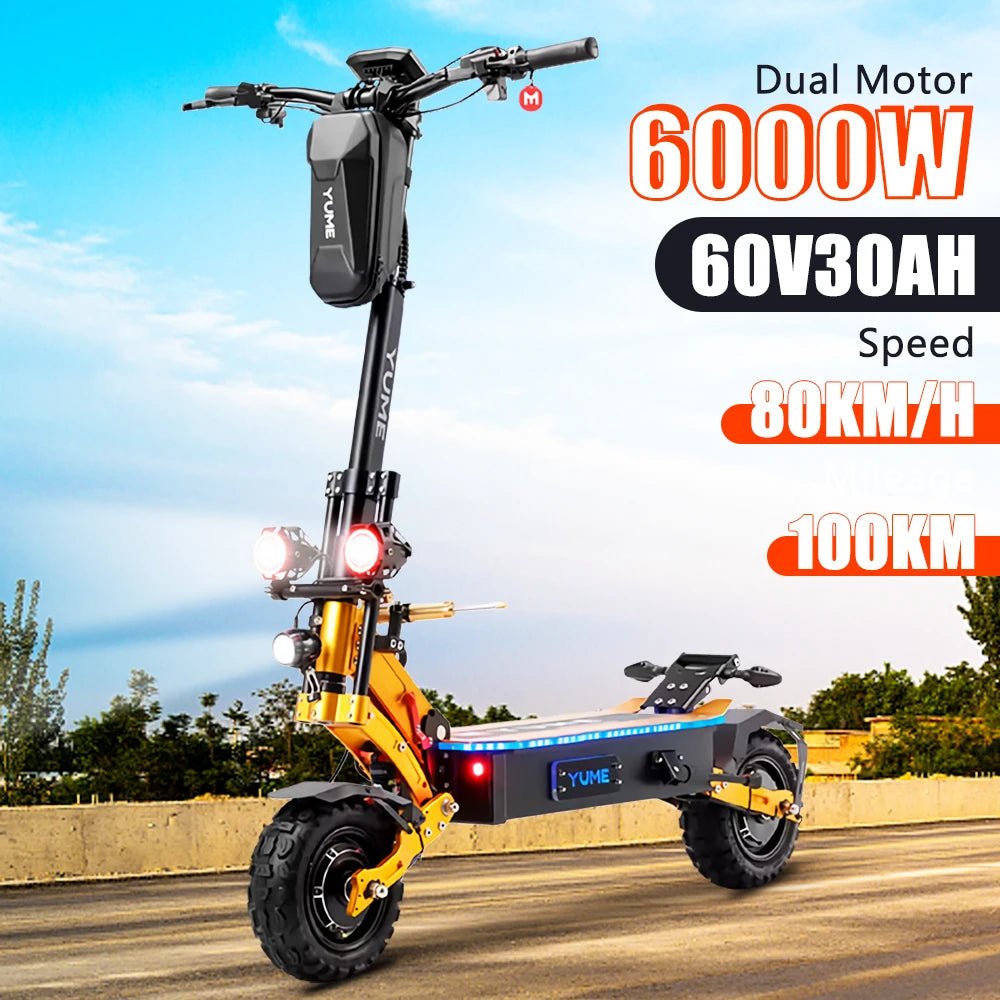 YUME X11+ Electric Scooter 6000W 60V 30Ah Battery Dual Motors 11inch Tires 90KM Max Mileage 150KG Max Speed 95km/h E-Scooter AXSSIBLZ