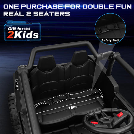 24V Ride on Car for Kids 2 Seater, 4x4 Off-Road UTV Toy w/ 3-Speed Remote Control, 4WD Powerful Motors, 18" Large Seat, AXSSIBLZ