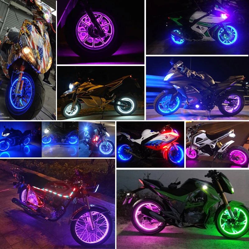 Motorcycle wheel Hub LED DC12V 6W Wireless Power Wheel Refit Supply Locomotive Moto Electric Colored Lights Hot Wheels Lamp AXSSIBLZ