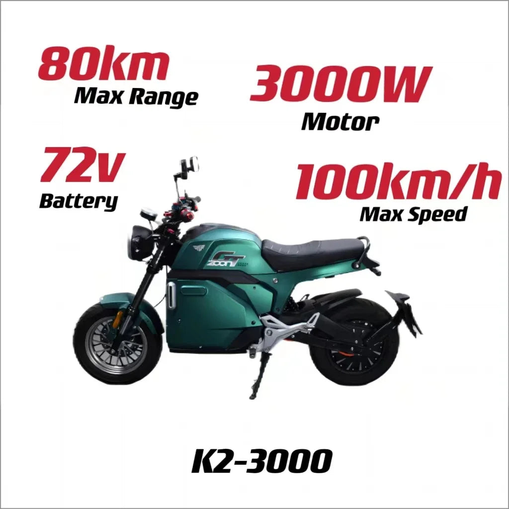 K2-3000 V6 High-Speed Electric Motorcycle – 80-100km Range, Smart Instrument Panel & Mobile Control AXSSIBLZ