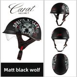 Leather Retro Motorcycle Half-Covered Helmet Comfortable Lightweight Men Portable Helmet snow Skiing Helmets with Goggles cover AXSSIBLZ