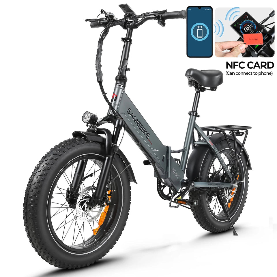 SAMEBIKE LOTDM200-II Electric Bike 20"Fat Tires 750W Motor 48V 13Ah Electric Bicycle  Battery Folding  Smart NFC E-Bike AXSSIBLZ