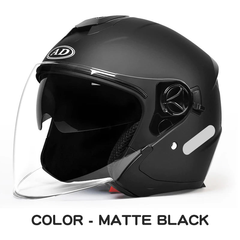 Motorcycle helmet half face double lens four seasons men's and women's motorcycle half 3/4 open face helmet  AXSSIBLZ