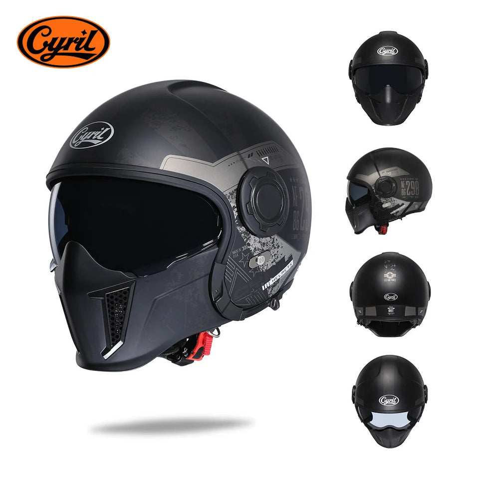 Motorcycle Helmet Full Face Open Face Helmet Modular Helmets Double Lens Quick Release Buckle Men Women CYRIL OP12A Cascos Moto AXSSIBLZ