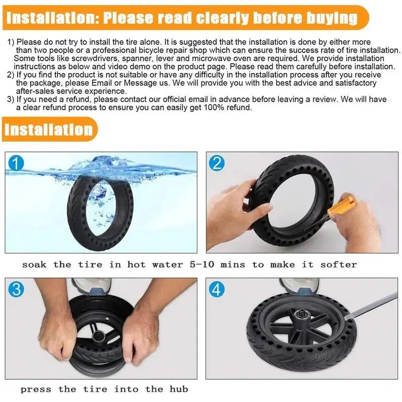 Solid Tire Electric Scooter 8.5 inches Rubber Tire 8.5'' Wheel - AXSSIBLZ