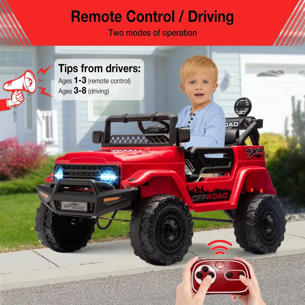 12V Kids Ride On Truck with Remote Control Spring Suspension Bluetooth Connectivity and Led Lights Ride On Toys for 3-6 yrs AXSSIBLZ