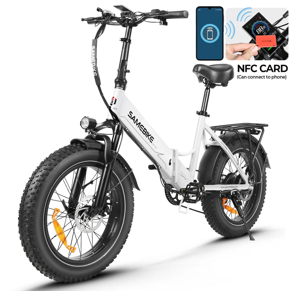 SAMEBIKE LOTDM200-II Electric Bike 20"Fat Tires 750W Motor 48V 13Ah Electric Bicycle  Battery Folding  Smart NFC E-Bike AXSSIBLZ