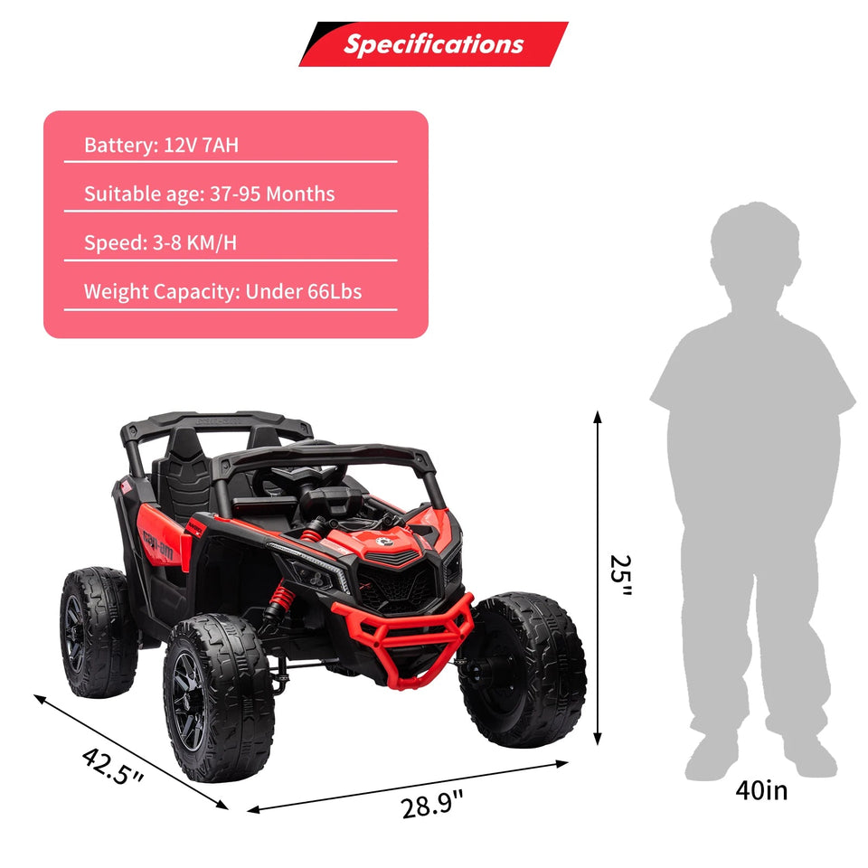 Kids UTV, Electric Ride on UTV Car, Licensed Can-Am Electric Off-Road Car, Ride On Truck Car w/Remote Control, Large Seat AXSSIBLZ