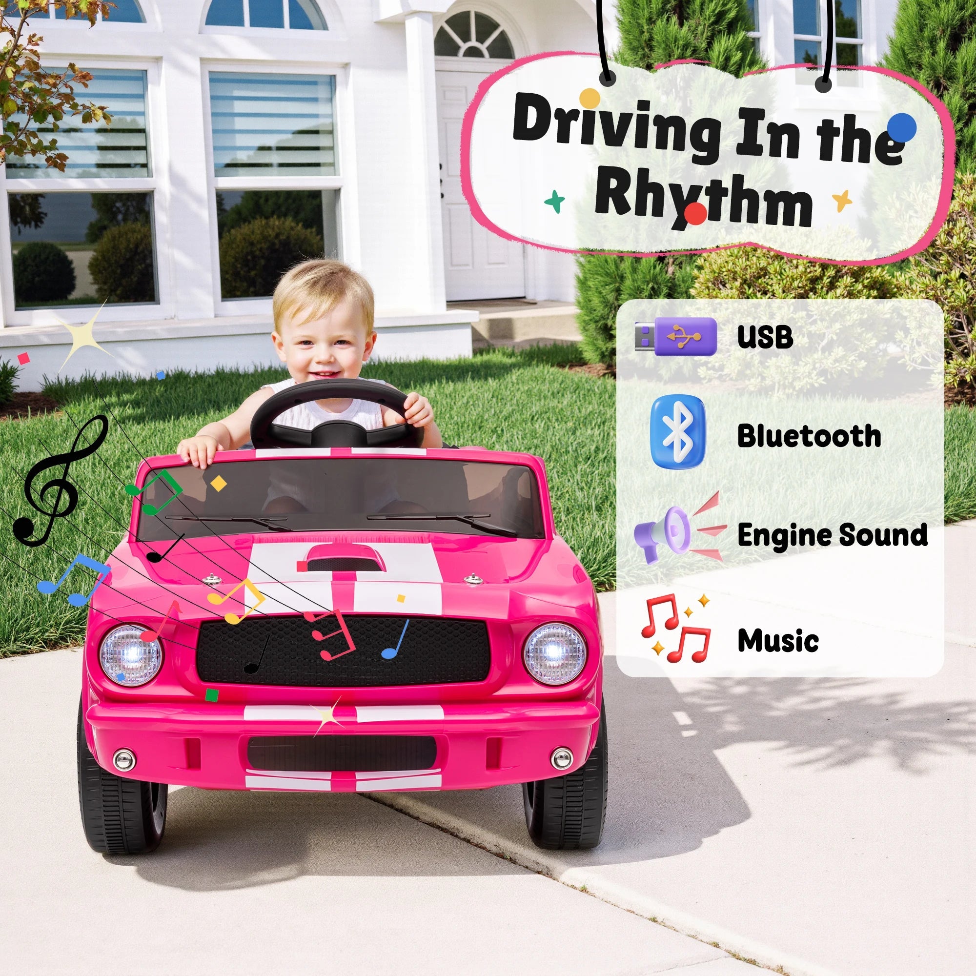 [Official Licensed]Shelby GT350 Kids Electric Car 12V 2WD W/ Parent Remote Control & Safety Belt - All-Terrain Ride-On Toy - Per AXSSIBLZ