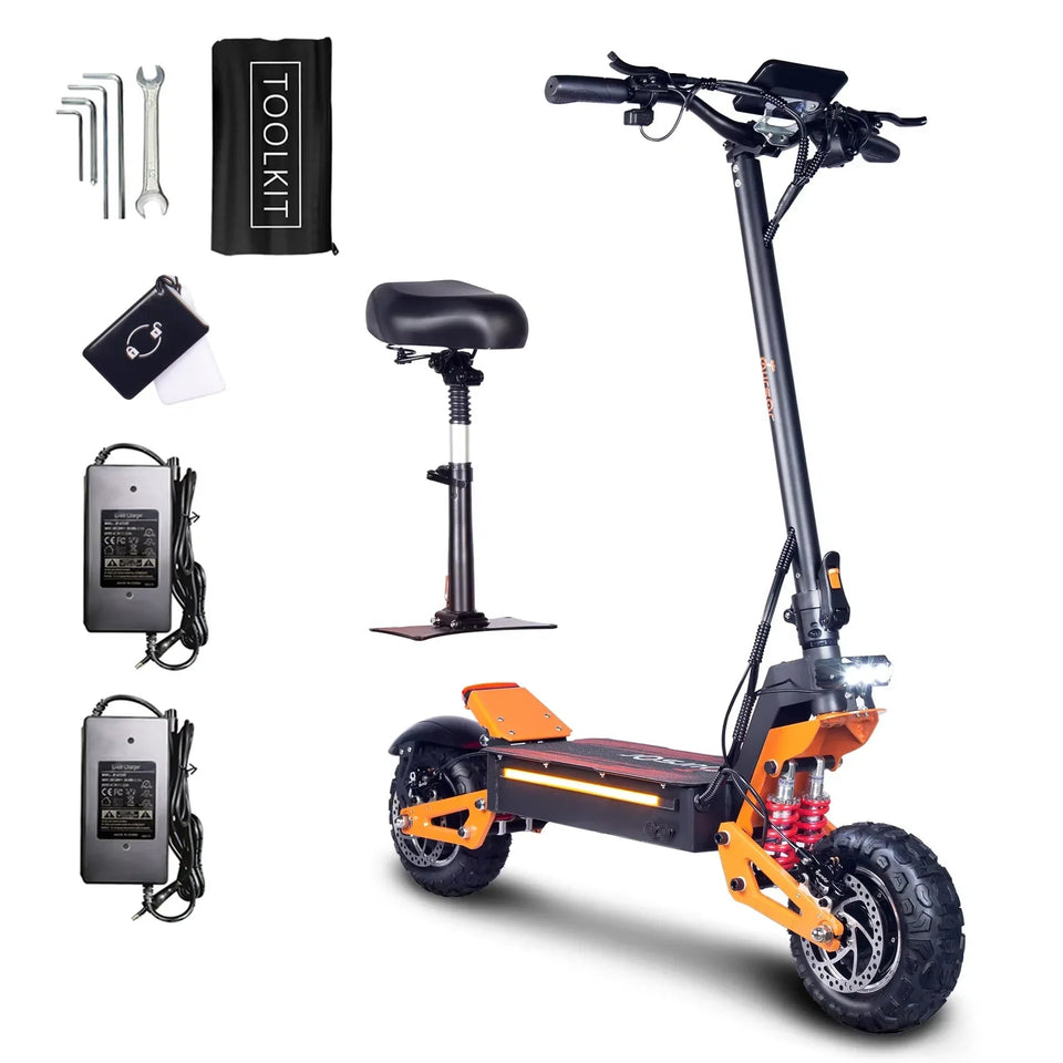 Foldable 5000W Dual Motor Adult Electric Scooter 11 inch Off-road Tyres 52V-26AH Max Speed 65KM/H Max Range 80KM Hydraulic Brake AXSSIBLZ
