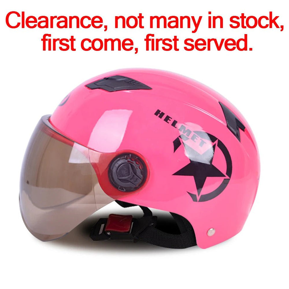 Men Motorcycle Helmet,Woman Electric Motor Car Scooter Bike Open Face Half Helmet,Anti-UV Safety Hat Bicycle Cap with Goggles AXSSIBLZ