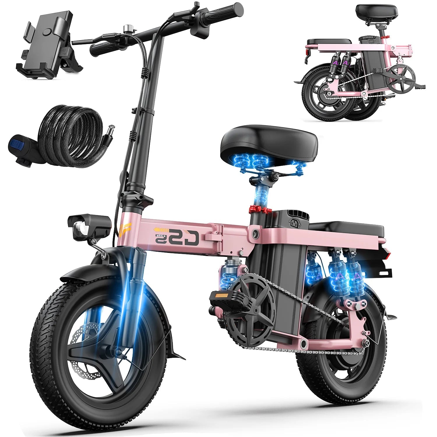 Electric Bike for Adults Teen-Folding Electric Bicycle 750W Peak Motor,20+MPH 35 Miles,Commuter Ebike 48V 15AH Removable Battery AXSSIBLZ