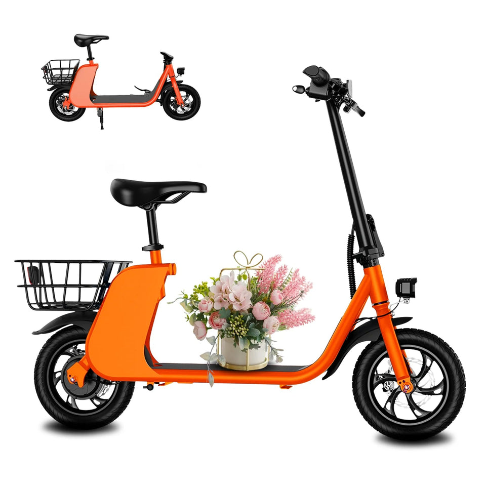 500W carbon steel electric front and rear dual disc brake bicycle for urban commuting with basket, adult electric bicycle AXSSIBLZ