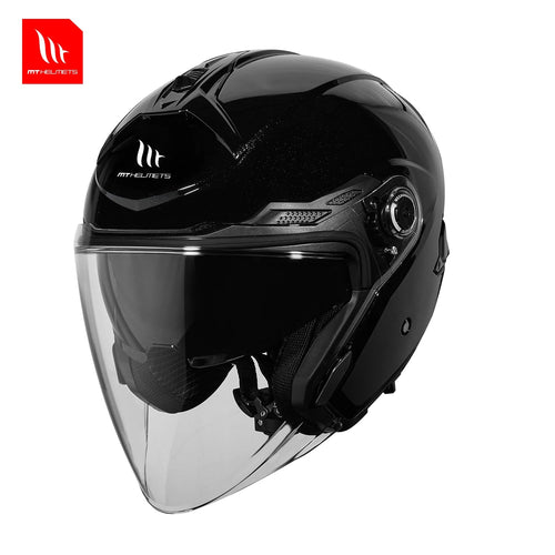 MOTORCYCLE MT HELMETS  COSMO SV SOLID GLOSS  BLACK DUAL VISOR QUICK DEDUCTION AXSSIBLZ