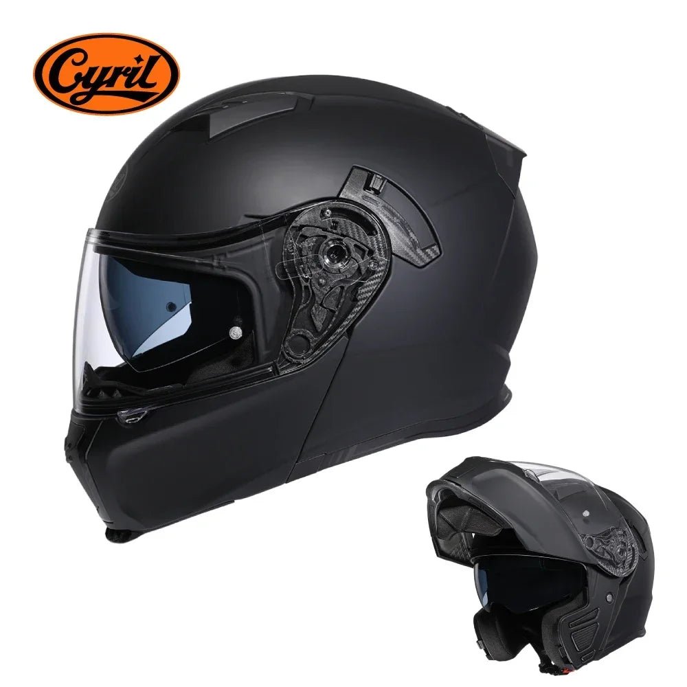 Motorcycle Helmet Dual Visor Modular Flip Up Full Face Helmet for Adult Men Women DOT ECE Approved Casco Moto CYRIL AH121 AXSSIBLZ
