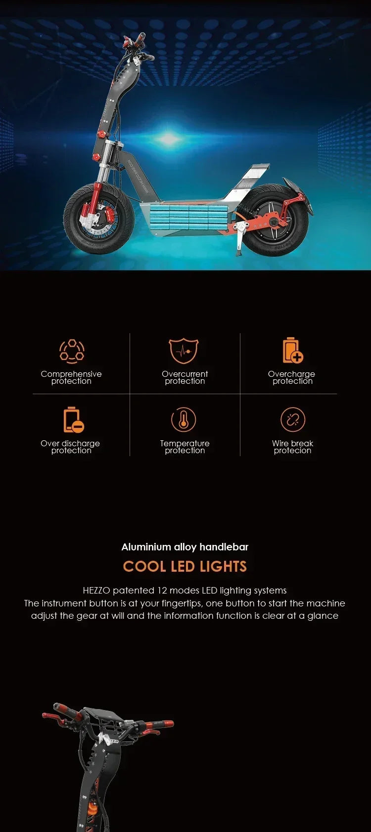Foldable F8 Electric Scooter 100/km Electric Scooter 8000W Large Motor 72V50AH Battery16-inch Fat Tire Off-road Electric Scooter AXSSIBLZ