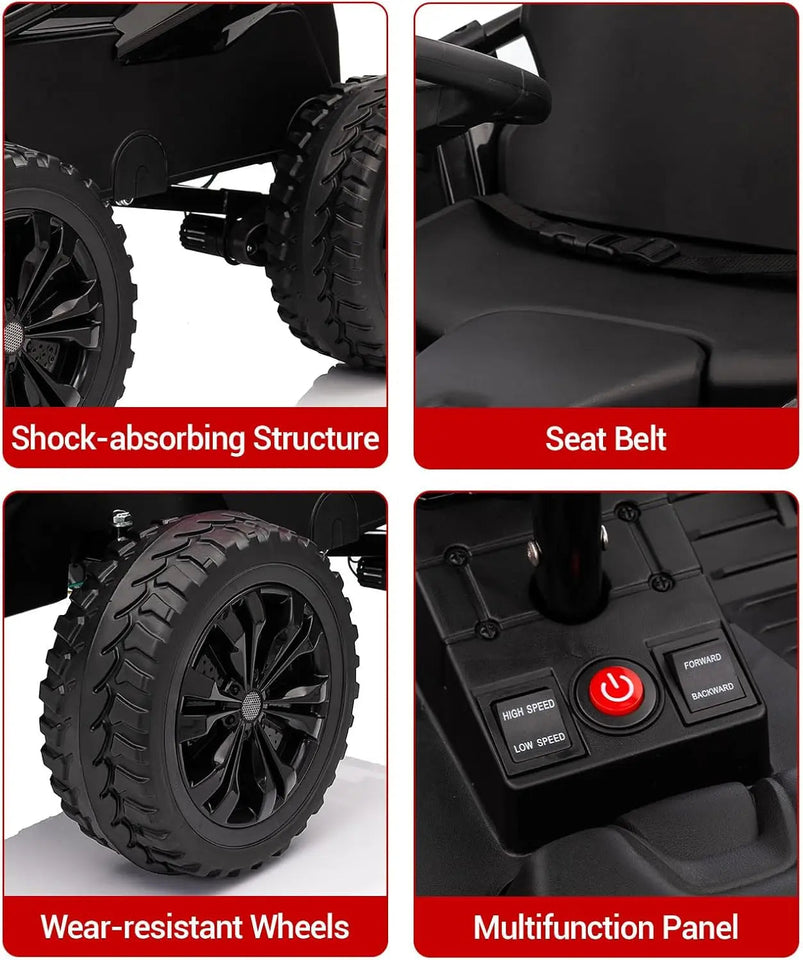 24V Ride On Truck Car, Electric Utv Car with Remote Control, 4 Shock Absorbers, Safety Belt, 16'' Wide Seat, Music, 4WD Power AXSSIBLZ
