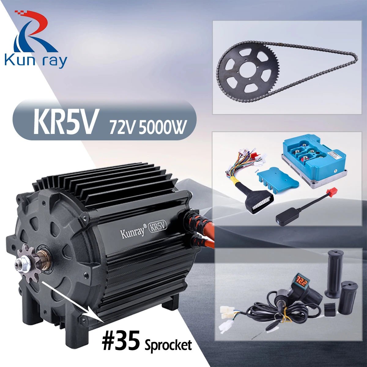 Kunray KR5V 5000W High-Performance 72V Brushless Motor Kit for Electric Motorcycles, Scooters, and Bicycles AXSSIBLZ