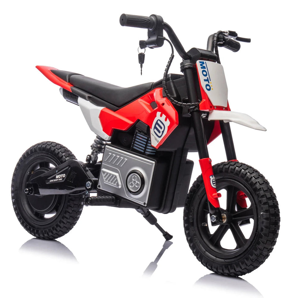 24V Kids Ride on Electric Toy Motocross Motorcycle 200W High Speed Hub Motor Rear Wheel Shock Absorber Adjustable Speed LED AXSSIBLZ