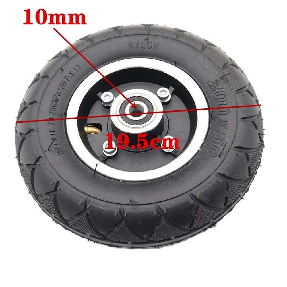 8 Inch Electric Scooter Wheel 200x50 Pneumatic Inner and Outer Tire Aluminum Alloy 10mm Hub with 6200 Bearing AXSSIBLZ