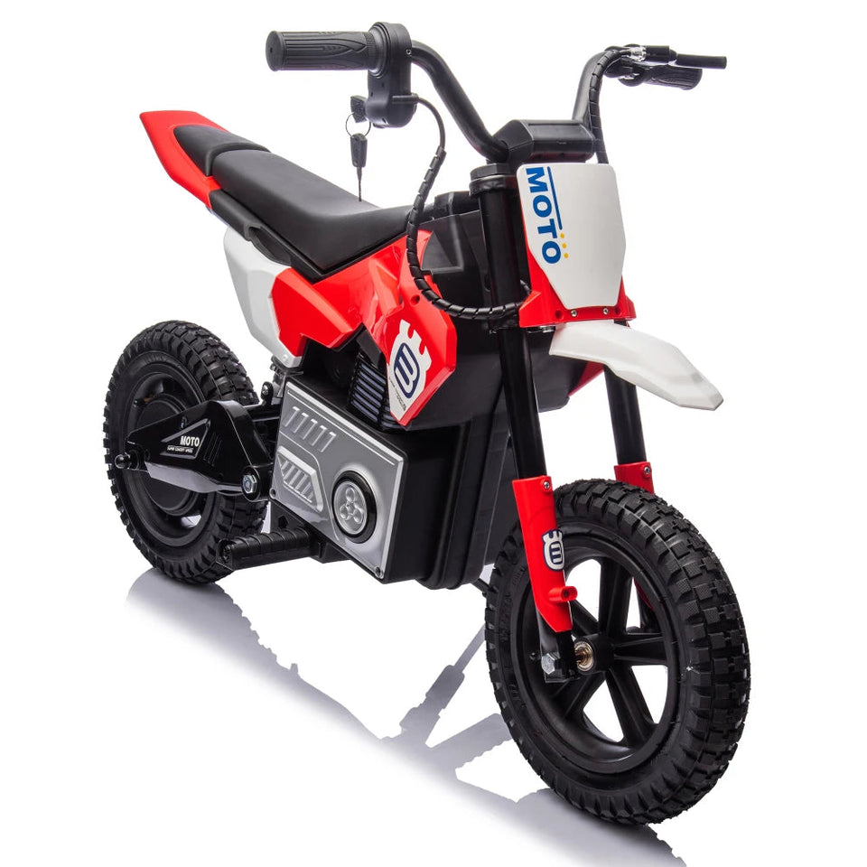 24V Kids Ride on Electric Toy Motocross Motorcycle 200W High Speed Hub Motor Rear Wheel Shock Absorber Adjustable Speed LED AXSSIBLZ