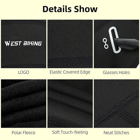 WEST BIKING Winter Fleece Cycling Cap Windproof Thermal Skull Cap Helmet Liner Running Skiing Motocycle Riding Men MTB Bike Hat AXSSIBLZ