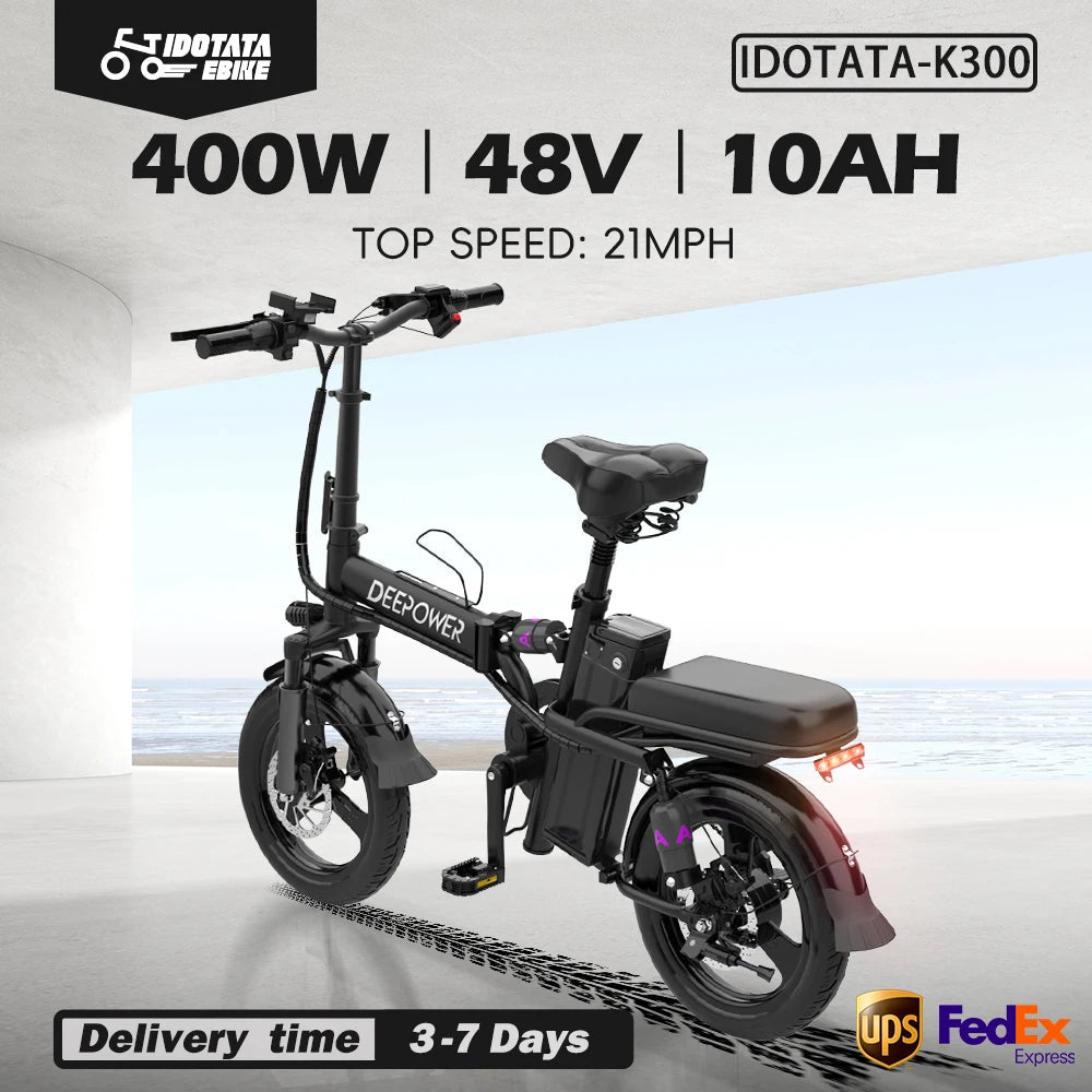 K300 FlexCommuter 48V Foldable Electric Bicycle with 400W Motor for Adults, Perfect for City Life AXSSIBLZ