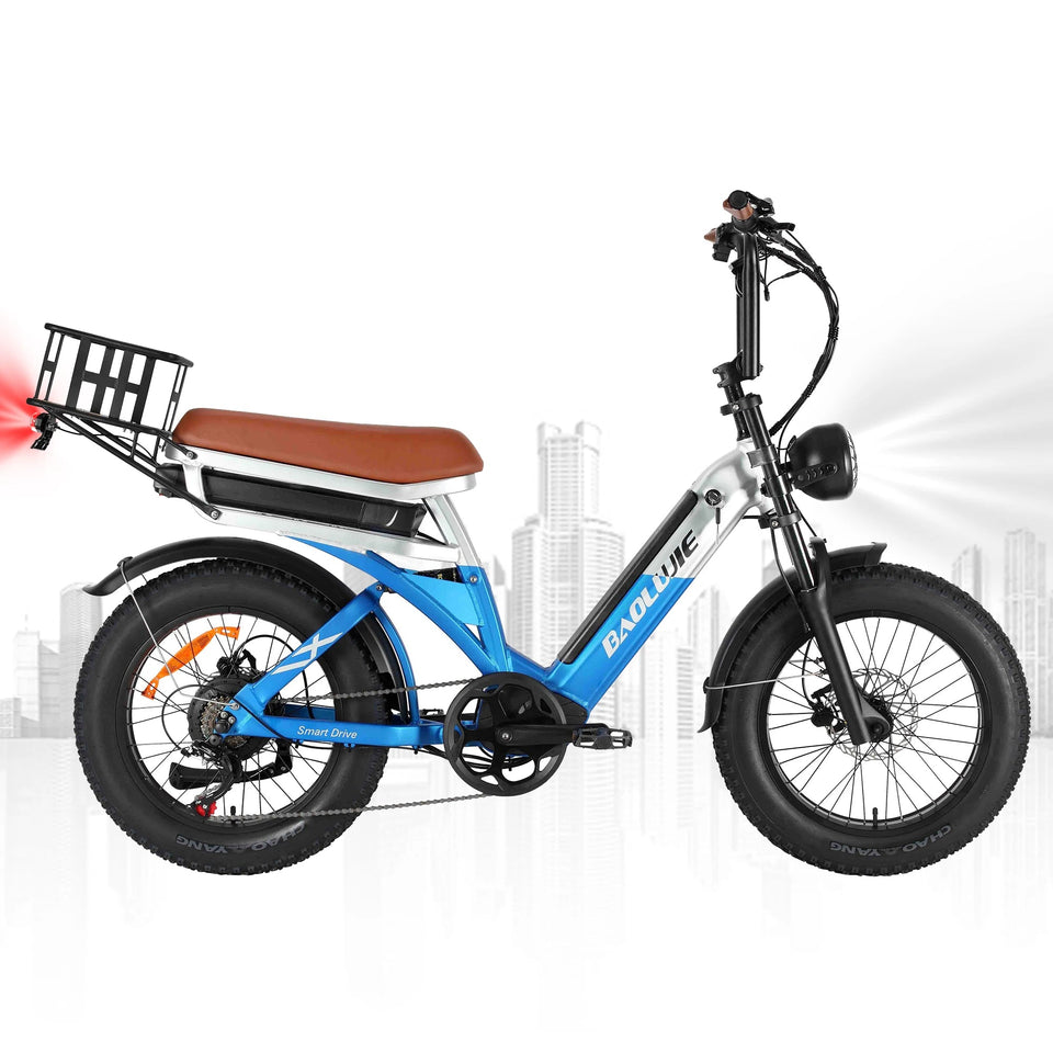 2000W Peak Cargo Electric Bike for Adults with Dual 15Ah Batteries(30Ah) Shima 7 Speed 80Miles-150Miles Long Range Electric Bike AXSSIBLZ