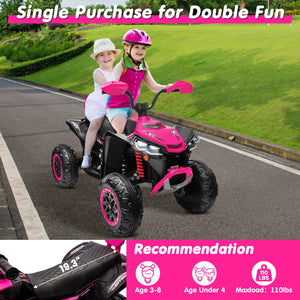 Kids ATV 4 Wheeler, JOYRACER Upgraded 2 Seater 24V Ride On Toy for Big Kid w/800W Powerful Motor, Battery Powered AXSSIBLZ