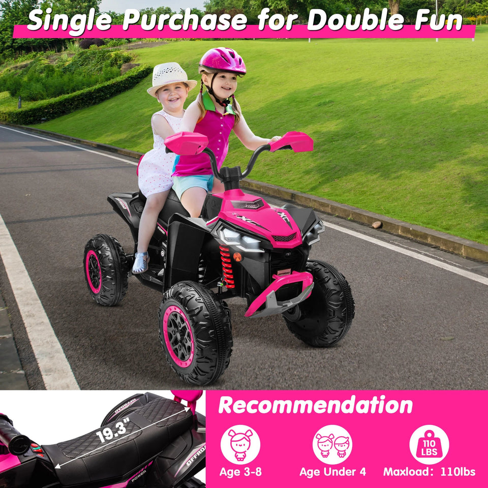 Kids ATV 4 Wheeler, JOYRACER Upgraded 2 Seater 24V Ride On Toy for Big Kid w/800W Powerful Motor, Battery Powered AXSSIBLZ