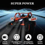 24V 7AH 2 Seater Power 25" 4WD Largre Kids' Electric Vehicles with Remote Control UTV Ride EVA Tires, Spring Absorbers, Orange AXSSIBLZ