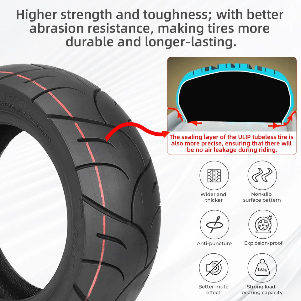 ULIP 11 Inch 90/60-6 Road Tubeless Tire For Electric Scooter City Road Vacuum Tire Widened Wear-resistant Non-slip Tyre Parts AXSSIBLZ
