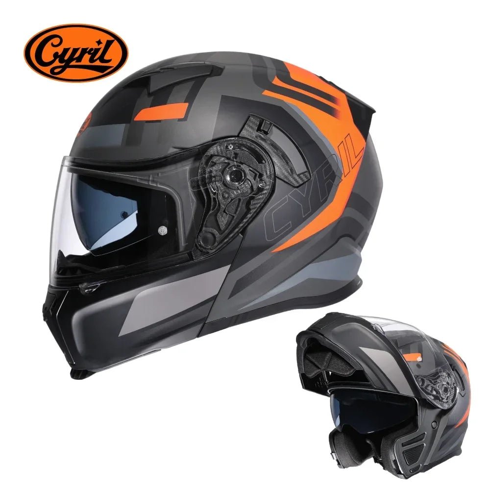 Motorcycle Helmet Dual Visor Modular Flip Up Full Face Helmet for Adult Men Women DOT ECE Approved Casco Moto CYRIL AH121 AXSSIBLZ