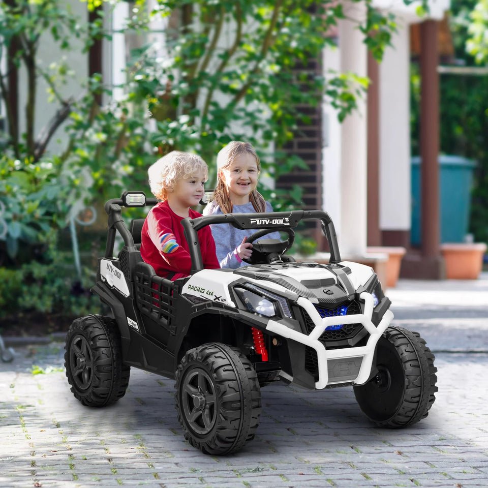 2 Seater 24V Electric Car for Kids with Remote Control, White AXSSIBLZ