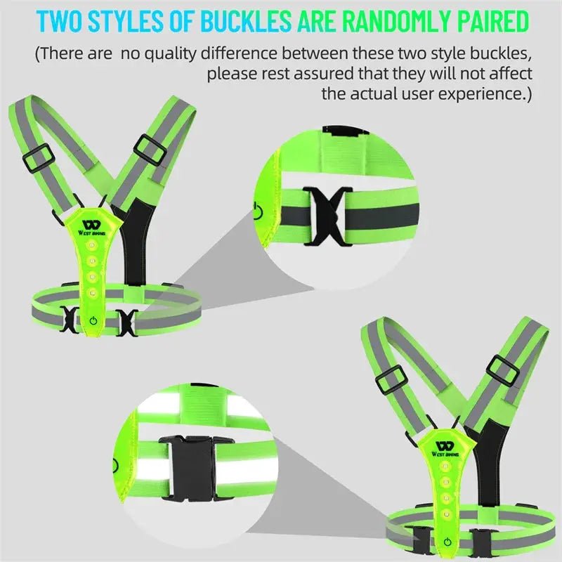 WEST BIKING Cycling Reflective USB Rechargeable LED Safety Vest - AXSSIBLZ