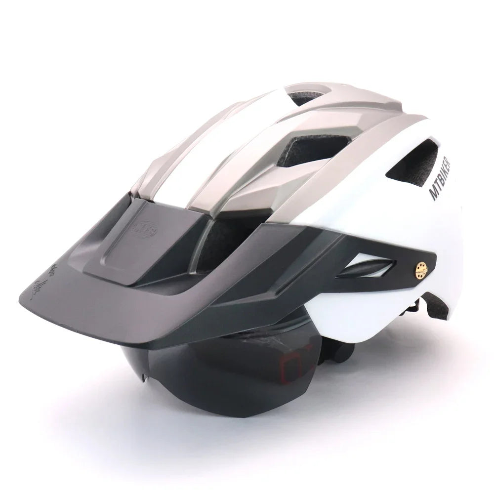 Bike Helmet With Sun Goggle Visor Men Bicycle Helmet Sunglasses Shield Road MTB Cycling Helmets AXSSIBLZ