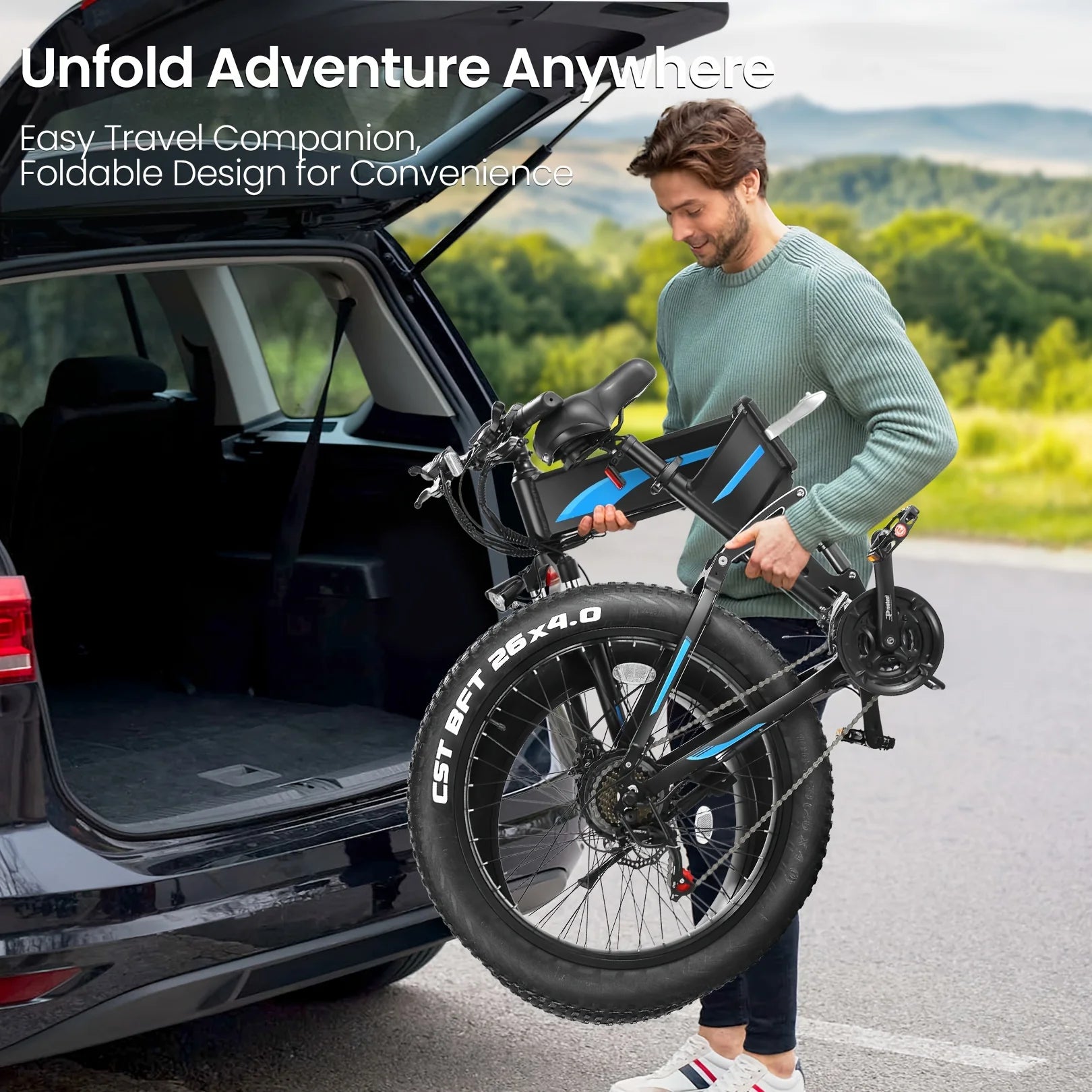 Xtreme Explorer 26" Fat Tire Ebike – 500W Power, 48V 10Ah Battery, Foldable Design, 20MPH for Adults AXSSIBLZ