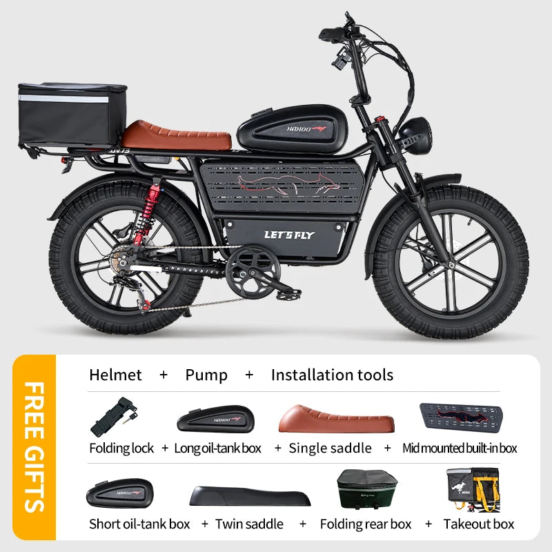 HAHOO H20 20 inches adult electric mountain bike 1000W brushless motor 48V 60Ah ebike dual suspension off road tyre bicycle e AXSSIBLZ