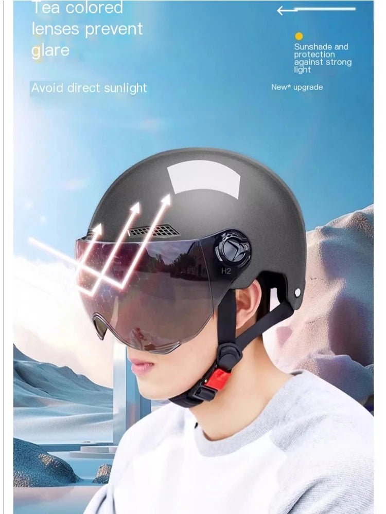 Helmet For Electric Motorcycle Man Woman Helmet Sun Protection Anti-UV Lightweight Half Helmet 4 Layers Of Protection Moto Casco AXSSIBLZ