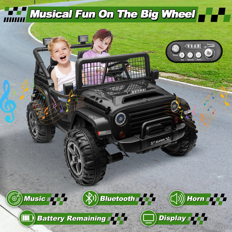 24V Ride on Truck Car w/Remote, XL 2 Seater Outdoor Toys 4WD/2WD Switchable, 4x200W Motor Power Four Wheels, Electric Car for Bi AXSSIBLZ