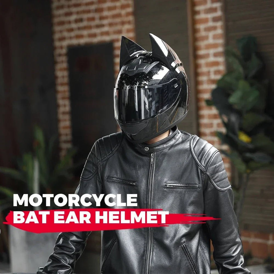 Motorcycle Helmet Full Face Bat Ears For Man Detachable Horns Summer Breathable Motorcross Racing MotorBike Safety Moto Helmets AXSSIBLZ