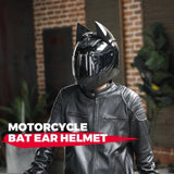 Motorcycle Helmet Full Face Bat Ears For Man Detachable Horns Summer Breathable Motorcross Racing MotorBike Safety Moto Helmets AXSSIBLZ
