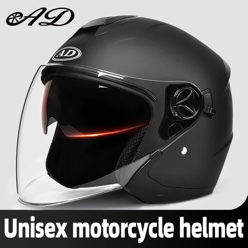 Motorcycle helmet half face double lens four seasons men's and women's motorcycle half 3/4 open face helmet  AXSSIBLZ