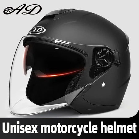 Motorcycle helmet half face double lens four seasons men's and women's motorcycle half 3/4 open face helmet  AXSSIBLZ