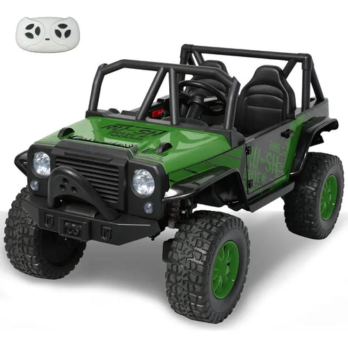 24V 5AH 2 Seater Power Wheels 4WD Kids' Electric Vehicles UTV Ride On Car Spring Absorber Wireless Bluetooth (Green) AXSSIBLZ
