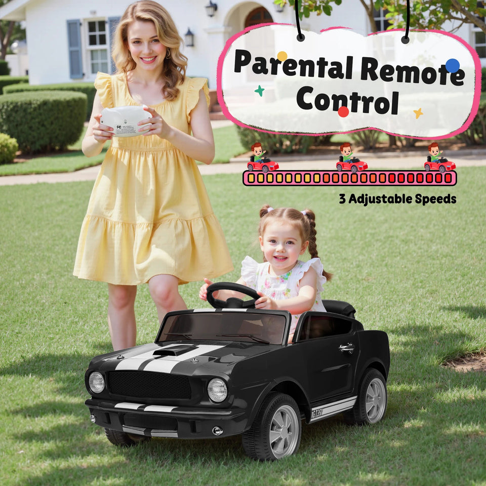 [Official Licensed]Shelby GT350 Kids Electric Car 12V 2WD W/ Parent Remote Control & Safety Belt - All-Terrain Ride-On Toy - Per AXSSIBLZ