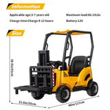 12V Kids Ride on Forklift Car with Tent, Electric Ride On Construction Car with RC, Liftable Fork and Pallet, 2 Speeds, Music, U AXSSIBLZ